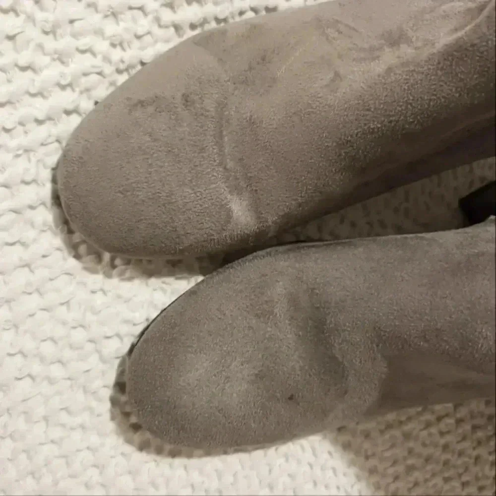 Over the knee gray suede boots